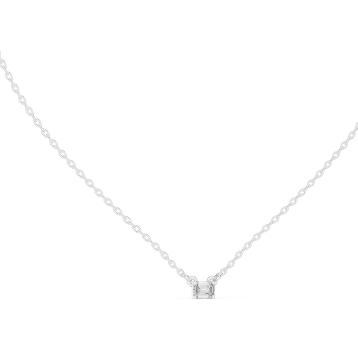 Emerald cut lab-grown diamond pendant, front view, by THE LAB Jewellers