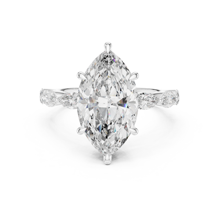 marquise and round lab-grown diamond ring in white gold by THE LAB Jewellers