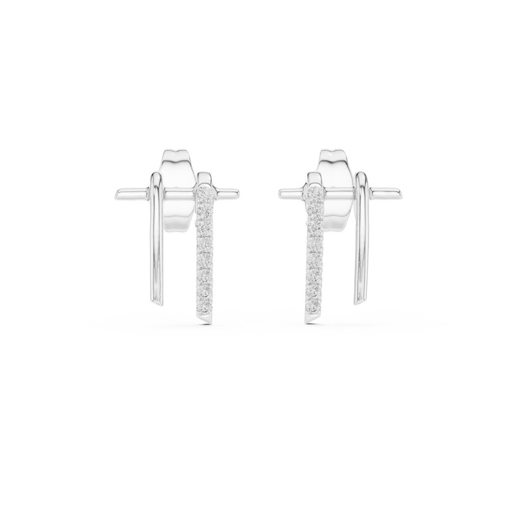 Round lab-grown diamond bar drop earrings by THE LAB Jewellers