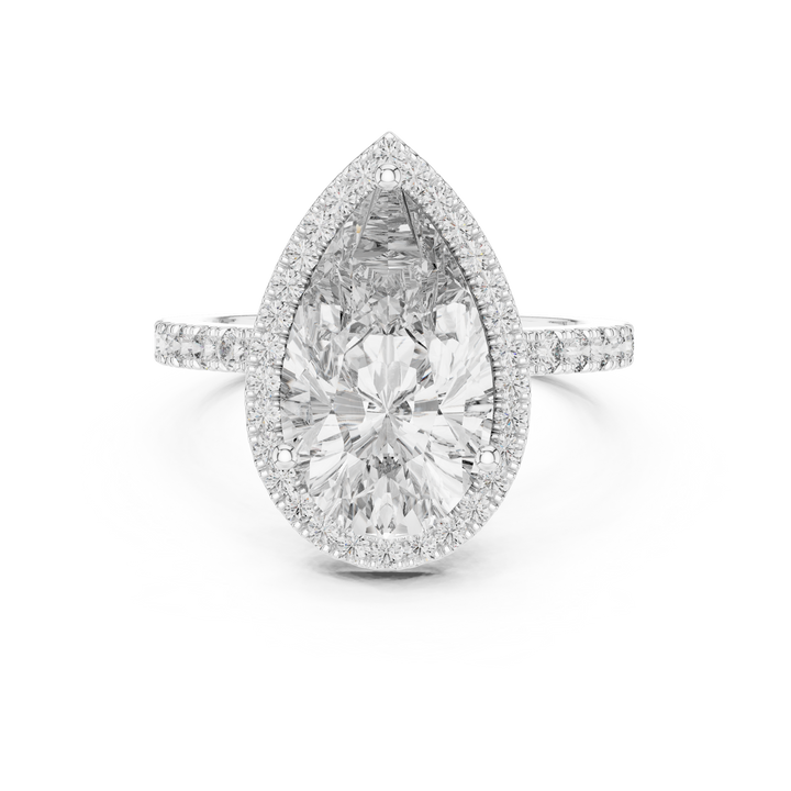 pear and round lab-grown diamond ring in white gold by THE LAB Jewellers