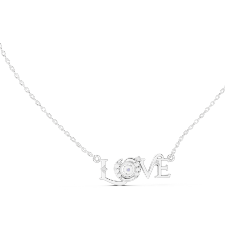 LOVE round lab-grown diamond pendant, front view, by THE LAB Jewellers