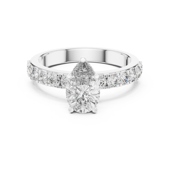 pear and round lab-grown diamond ring in white gold by THE LAB Jewellers