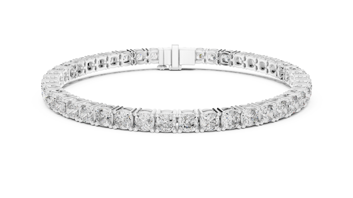 Claw-Set cushion lab-grown diamond bracelet in white gold by THE LAB Jewellers