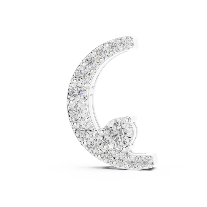 Crescent moon lab-grown diamond pendant, front view, by THE LAB Jewellers