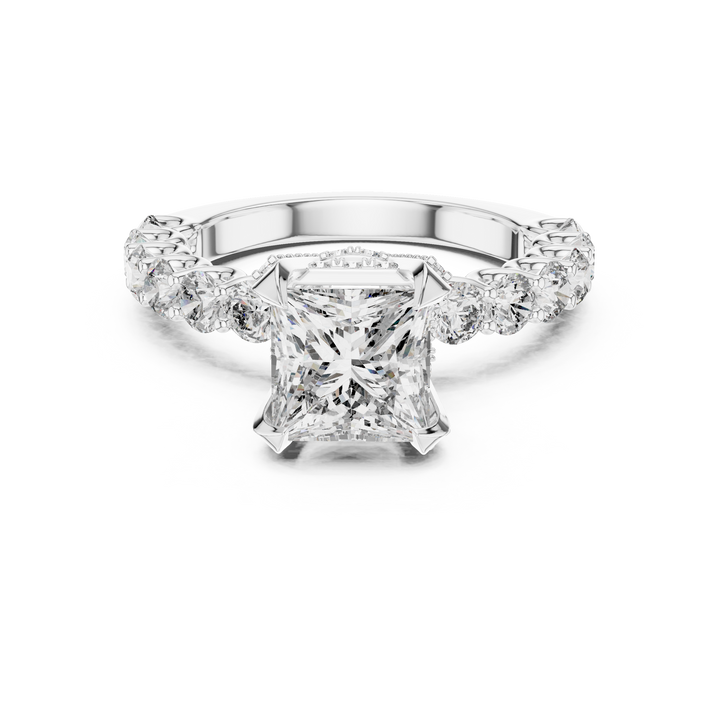 princess and round lab-grown diamond ring in white gold by THE LAB Jewellers