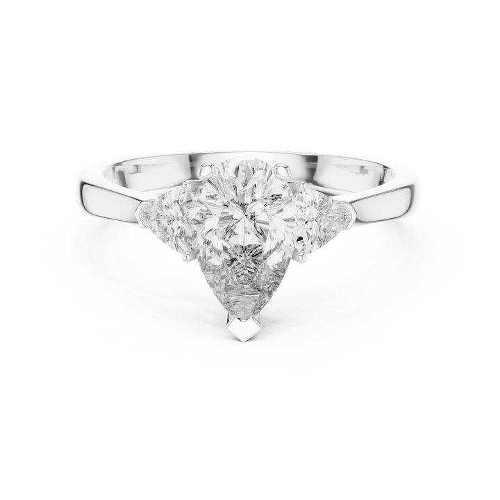 Claw-Set pear and trillion lab-grown diamond ring in white gold by THE LAB Jewellers