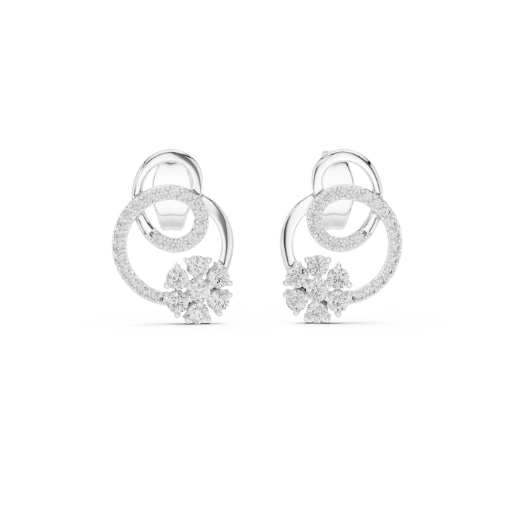 Round lab-grown diamond interlocking circle drop stud earrings by THE LAB Jewellers