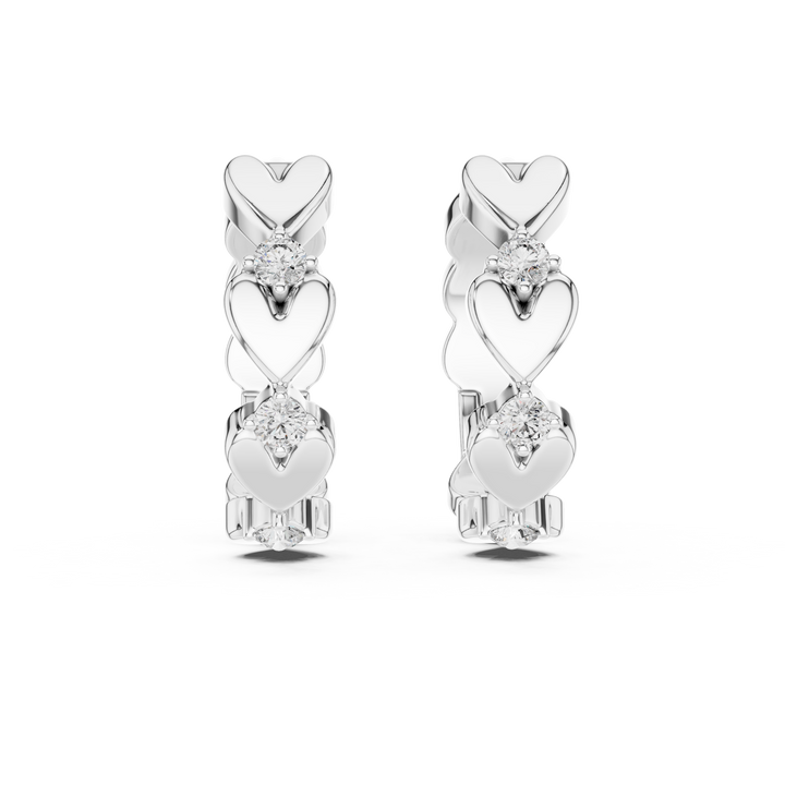 Heart link round lab-grown diamond huggie hoop earrings by THE LAB Jewellers