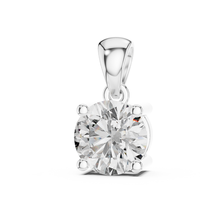 Prong set round lab-grown diamond pendant, front view, by THE LAB Jewellers