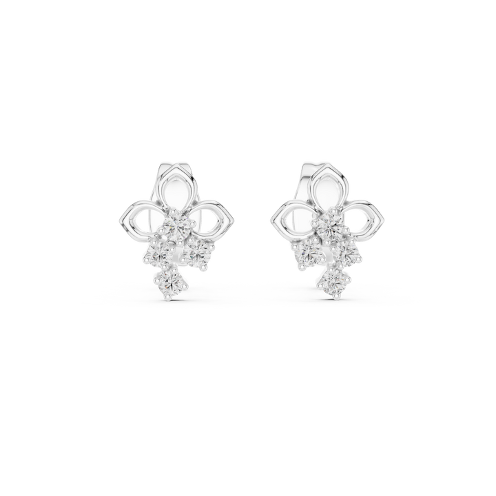 Round brilliant lab-grown diamond floral cluster stud earrings by THE LAB Jewellers