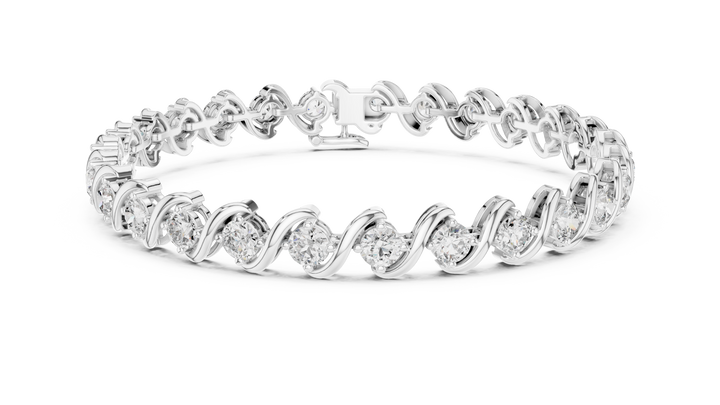 Claw-Set round lab-grown diamond bracelet in white gold by THE LAB Jewellers