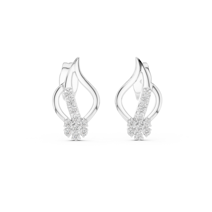 Round lab-grown diamond leaf stud earrings by THE LAB Jewellers