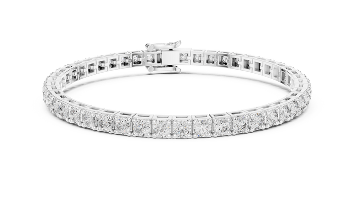 Round lab-grown diamond tennis bracelet in white gold by THE LAB Jewellers