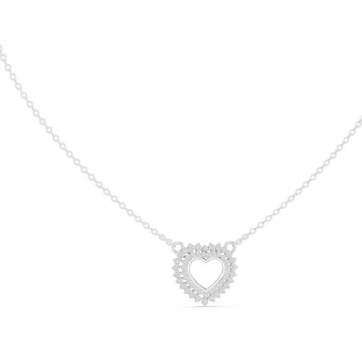Open heart lab-grown diamond pendant necklace, front view, by THE LAB Jewellers