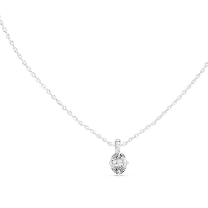 Claw-set oval lab-grown diamond pendant, front view, by THE LAB Jewellers