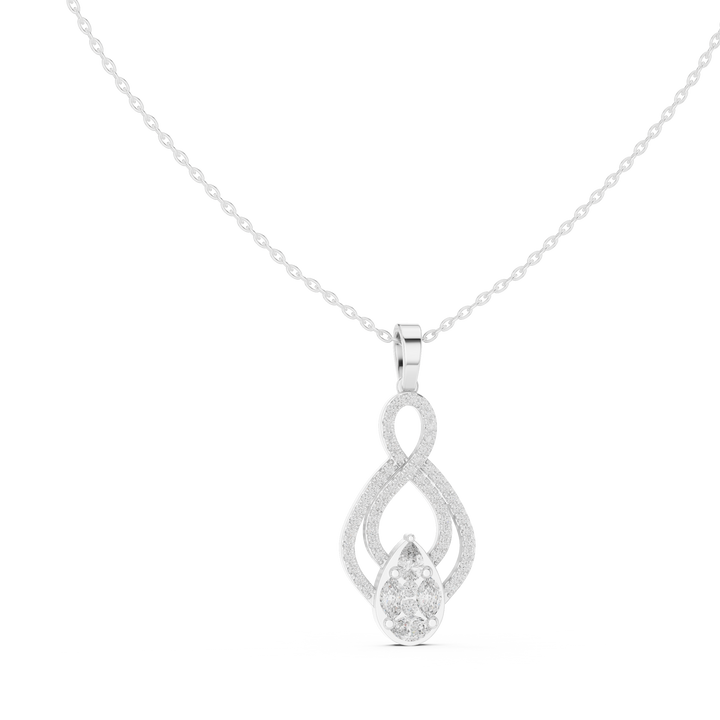 Pear and marquise infinity drop lab-grown diamond pendant, front view, in white gold by THE LAB Jewellers