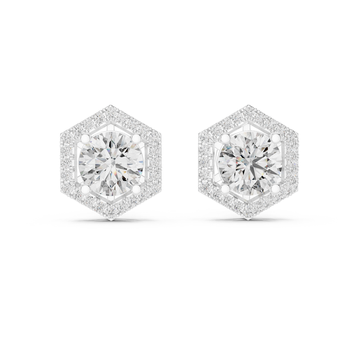Round brilliant lab-grown diamond stud earrings in white gold by THE LAB Jewellers