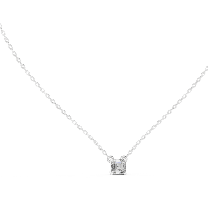 Square emerald cut lab-grown diamond pendant, front view, by THE LAB Jewellers