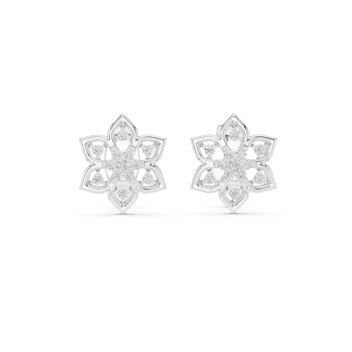Round lab-grown diamond petal cluster stud earrings by THE LAB Jewellers