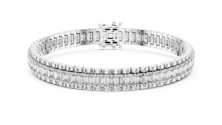 Channel-set emerald lab-grown diamond bracelet in white gold by THE LAB Jewellers