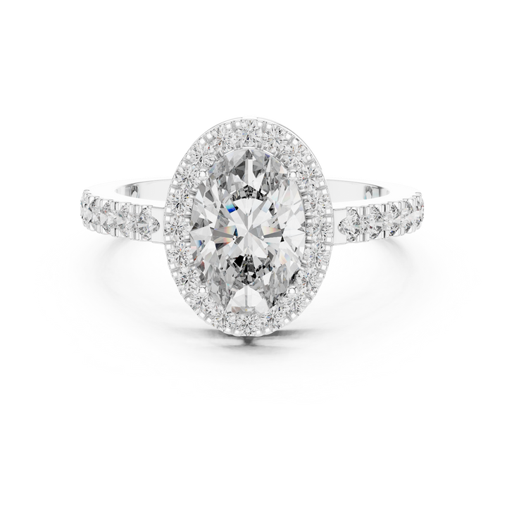 oval and round cut lab-grown diamond ring in white gold by THE LAB Jewellers