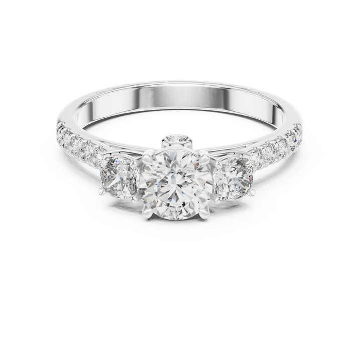 Round and cushion cut lab-grown diamond ring by THE LAB Jewellers