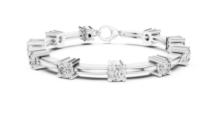 Claw-Set round lab-grown diamond bracelet in white gold by THE LAB Jewellers