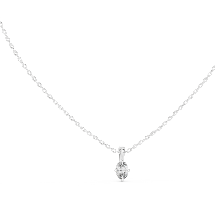 Claw-set oval lab-grown diamond pendant, front view, by THE LAB Jewellers