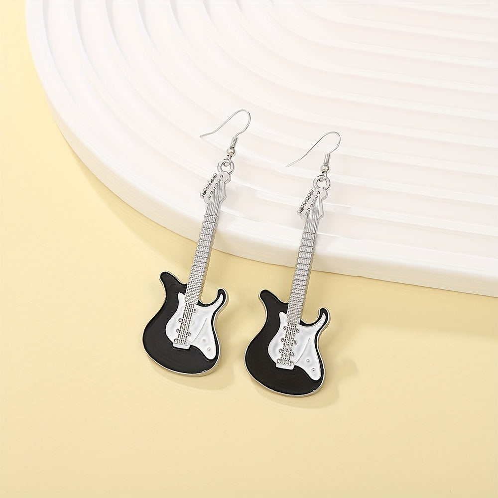 Funny Retro Punk Electric Guitar Drop Earrings Hip Hop Style