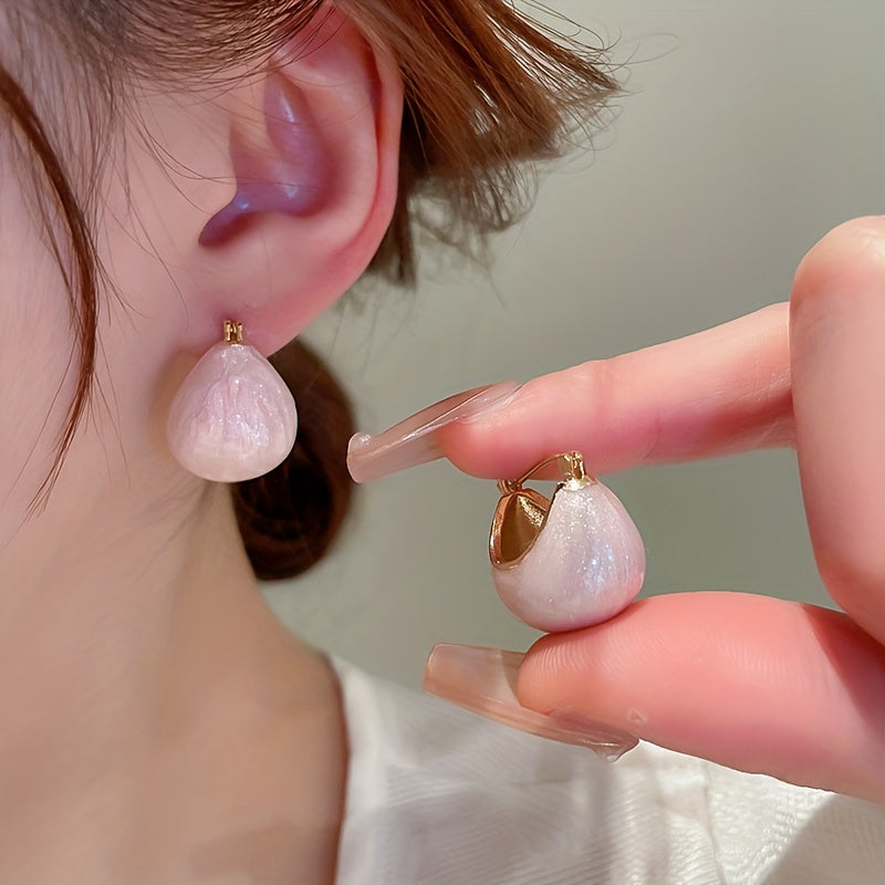 Chunky Enamel Hoop Earrings Simple Japanese / Korean Style