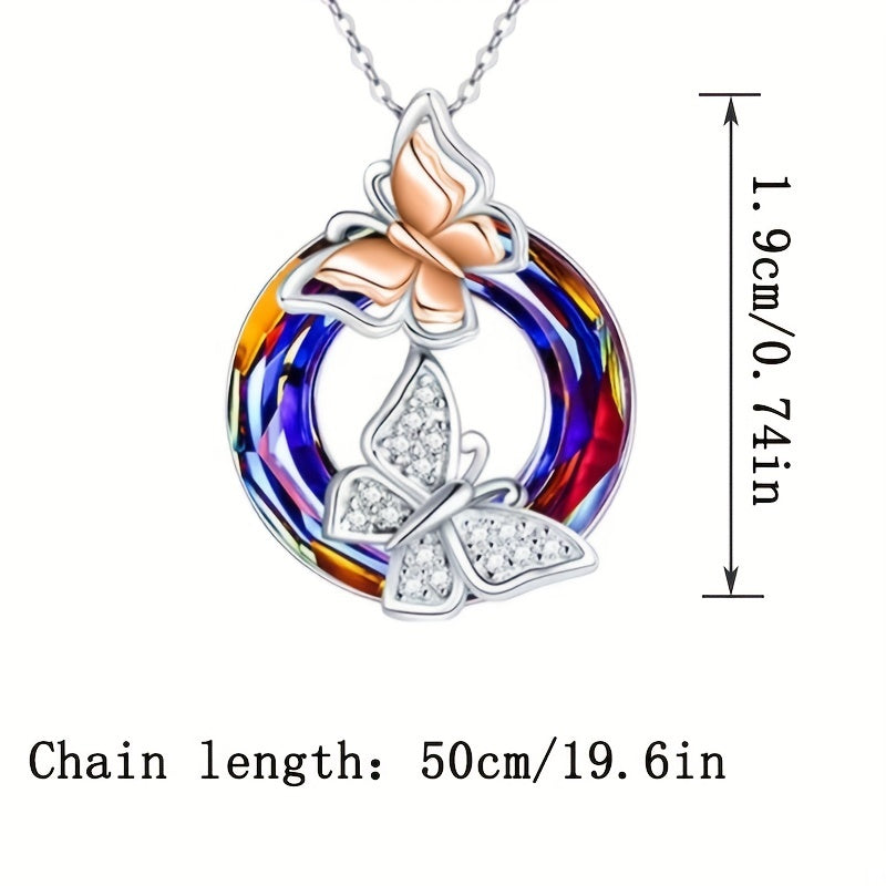 3pcs Colorful Butterfly Pendant Necklaces, Simple Fashion For Girls