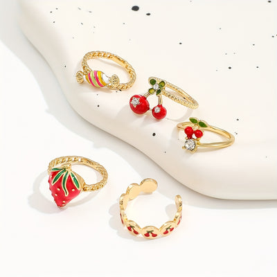 5pcs Women'S Fashion Rings Set, Cute Sexy Stacking Alloy Rings