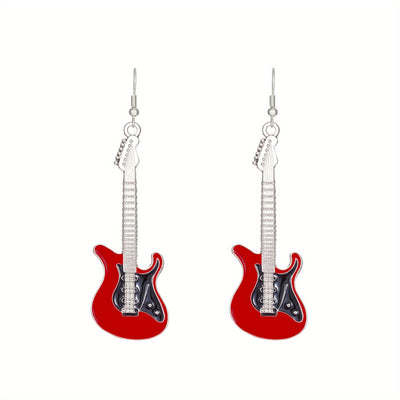 Funny Retro Punk Electric Guitar Drop Earrings Hip Hop Style
