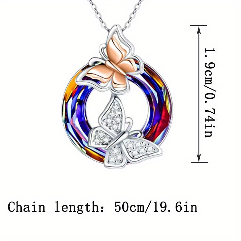 3pcs Colorful Butterfly Pendant Necklaces, Simple Fashion For Girls