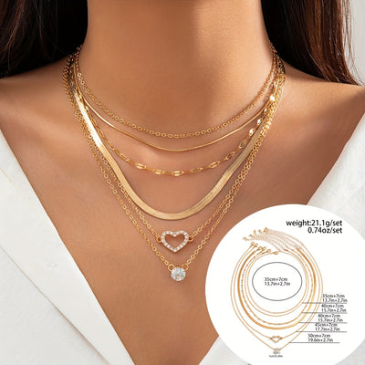 6pcs Golden Chokers Necklace Set For Women Girls